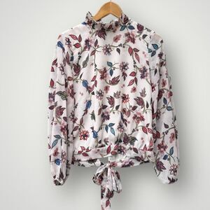 🎉5 for $45 🎉 Waverly Grey Floral Top Blouse Shirt Size XS
